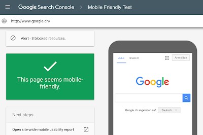 Google’s mobile-friendly testing tool