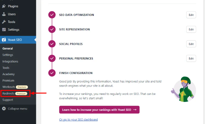 إعادة التوجيه باستخدام Yoast SEO